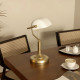 Banker&#039;s Desk Lamp with Antique Bronze Tone Base, Table Lamp with White Glass Shade for Home Office, White