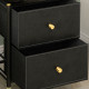 Bedside Table, PU Leather Side Table with 2 Drawers, Bedside Cabinet with Steel Legs for Bedroom, Living Room, Black