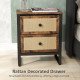 Bedside Table, Side Table with 2 Rattan Drawers, Bedside Cabinet with Storage and Steel Legs for Bedroom, Living Room, Rustic Br