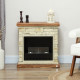 Bioethanol Fire Heater, with Brickwork-Effect Mantelpiece - Brown