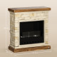 Bioethanol Fire Heater, with Brickwork-Effect Mantelpiece - Brown