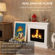 Bioethanol Fire Heater, with Mantelpiece - White