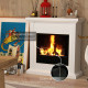 Bioethanol Fire Heater, with Mantelpiece - White