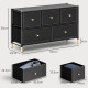 Chest of Drawers, 5 Drawer Fabric Dresser with PU Leather Surface, Steel Frame, Storage Organizer Unit for Bedroom, Living Room,