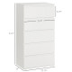 Chest of Drawers, 5 Drawers Storage Cabinet Floor Tower Cupboard for Bedroom Living Room, White