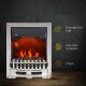 Contemporary Electric Fireplace Coal Burning Flame Effect Inset Fire Place Space Heater Glass View LED Lighting with Remote Cont