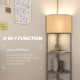 Corner Floor Lamp with Shelves, Tall Standing Lamps for Living Room, with Pull Chain Switch Bulb not Included, Grey