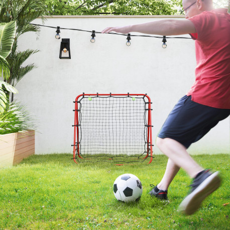 Double Sided Football Rebounder Net, Football Rebound Goal with 5 Adjustable Angles, Red