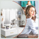 Dressing Table with Lighted Mirror, Cushioned Stool, Drawers, Shelves, LED Makeup Vanity Desk Set, Modern Dresser Vanity Table f