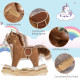 Kids Plush Rocking Horse w/ Sound Moving Mouth Wagging Tail Children Rocker Ride On Toy Gift 3-6 Years Brown