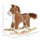 Kids Plush Rocking Horse w/ Sound Moving Mouth Wagging Tail Children Rocker Ride On Toy Gift 3-6 Years Brown