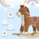 Kids Plush Rocking Horse w/ Sound Moving Mouth Wagging Tail Children Rocker Ride On Toy Gift 3-6 Years Brown