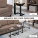 Nesting Side Tables Set of 3, C-Shaped Snack Side Tables with Steel Frame for Sofa Couch and Bed, Rustic Brown