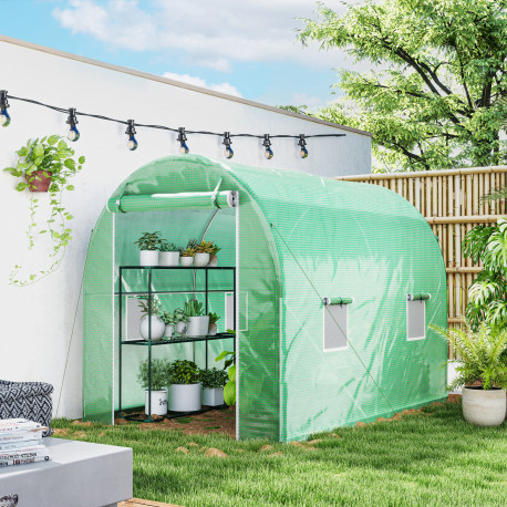 Outsunny 300 x 195cm Walk-In Tunnel Greenhouse - Green