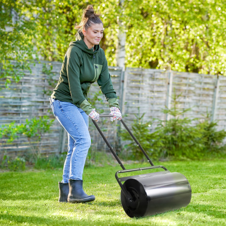 Outsunny 38L Fillable Cylinder Steel Lawn Roller - Black