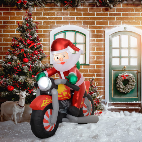 Outsunny 5.6ft Inflatable Santa Claus Motorcycle Decoration