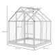 Outsunny 6 x 6ft Walk-In Greenhouse, Polycarbonate Greenhouse with Sliding Door, Window, Aluminium Frame, Foundation, Silver