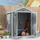 Outsunny 6&#039;x4.5&#039; Garden Storage Shed, Lockable Garden Shed with Double Doors, Window, Vent and Plastic Roof, Grey