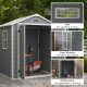 Outsunny 6&#039;x4.5&#039; Garden Storage Shed, Lockable Garden Shed with Double Doors, Window, Vent and Plastic Roof, Grey