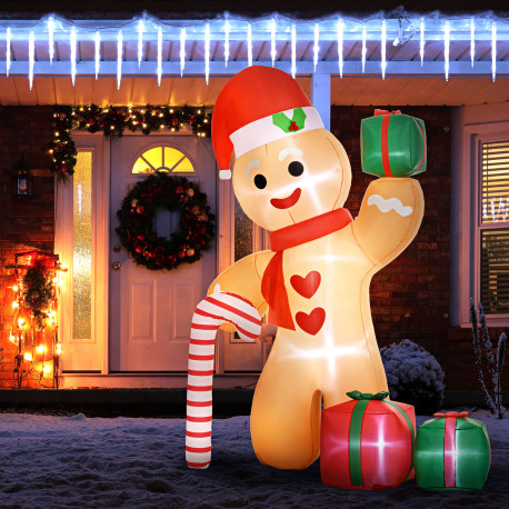 Outsunny 8ft Inflatable Gingerbread Christmas Decoration