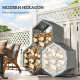 Outsunny Three-Shelf Hexagon Metal Firewood Rack - Grey