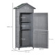 Outsunny Wooden Garden Storage Shed Utility Gardener Cabinet w/ 3 Shelves, Tilted-felt Roof and Two Lockable Doors, 79cm x 49cm 