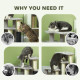 PawHut 2-in-1 Cat Tree, Pet Stairs w/ Scratching Post, Toy Balls, for Bed, Sofa, Couch, Light Grey