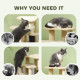 PawHut 2-in-1 Cat Tree, Pet Stairs with Scratching Tickling Post, Toy Balls, for Bed, Sofa, Couch, Beige