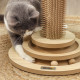 PawHut 49cm 5 in 1 Cat Scratching Post with Sisal Post, Track Ball, Self Grooming Brush, Hanging Toy Ball, Feather, Oak Tone