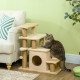 PawHut Adjustable Cat Steps, with House &amp; Hanging Toy Ball - Beige