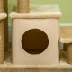 PawHut Adjustable Cat Steps, with House &amp; Hanging Toy Ball - Beige