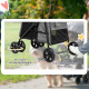 PawHut Dog Pram Dog Stroller 4 Wheels Pet Pushchair with Rolling Door, Cushion, Safety Leashes, for Small and Medium Dogs, Grey