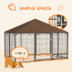 PawHut Outdoor Dog Kennel Puppy Play Pen with Canopy Garden Playpen Fence Crate Enclosure Cage Rotating Bowl 211 x 141 x 151 cm