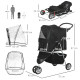 PawHut Pet Travel Stroller with Rain Cover, 3 Wheels Foldable Cat Dog Pushchair with Storage Basket and Cupholder for Small Mini