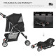 PawHut Pet Travel Stroller with Rain Cover, 3 Wheels Foldable Cat Dog Pushchair with Storage Basket and Cupholder for Small Mini