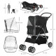 PawHut Pet Travel Stroller with Rain Cover, 4 Wheels Foldable Travel Carriage with Wheels Zipper Entry Cup Holder Storage Basket