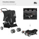 PawHut Pet Travel Stroller with Rain Cover, 4 Wheels Foldable Travel Carriage with Wheels Zipper Entry Cup Holder Storage Basket