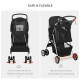 PawHut Pet Travel Stroller with Rain Cover, 4 Wheels Foldable Travel Carriage with Wheels Zipper Entry Cup Holder Storage Basket