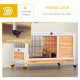 PawHut Wooden Guinea Pig Hutch, 2-Floor Bunny Cage w/ Enclosed Run Area, Yellow