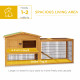 PawHut Wooden Rabbit Hutch with Outdoor Run Yellow