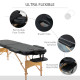 Portable Massage Bed, Folding Spa Beauty Massage Table with 2 Sections, Carry Bag and Wooden Frame, Black