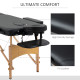 Portable Massage Bed, Folding Spa Beauty Massage Table with 2 Sections, Carry Bag and Wooden Frame, Black