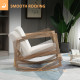 Rocking Chair, Upholstered Sofa Armchair with Cushion and Wood Base for Living Room and Bedroom, Cream White