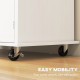 Rolling Kitchen Island Storage Trolley with Rubber Wood Top &amp; Drawers for Dining Room, White