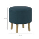 Round Linen-Look Storage Ottoman - Blue