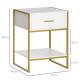 Set of Two Elegant Bedside Tables - White/Gold-Tone