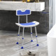 Shower Stool with Backrest, Height Adjustable Shower Chair with Anti-slip Foot Pads, Shower Head Holder, Blue