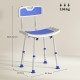 Shower Stool with Backrest, Height Adjustable Shower Chair with Anti-slip Foot Pads, Shower Head Holder, Blue