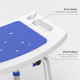 Shower Stool with Backrest, Height Adjustable Shower Chair with Anti-slip Foot Pads, Shower Head Holder, Blue