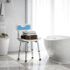 Shower Stool with Backrest, Height Adjustable Shower Chair with Anti-slip Foot Pads, Shower Head Holder, Light Blue